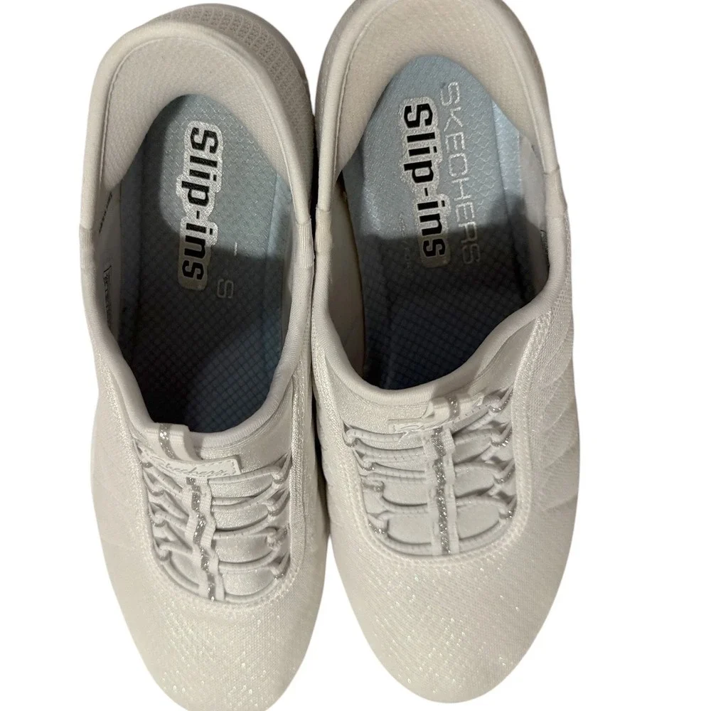 Skechers Hands Free Slip-ins Ultra Flex 3.0 Smooth Step White Sparkle 100743 WHT